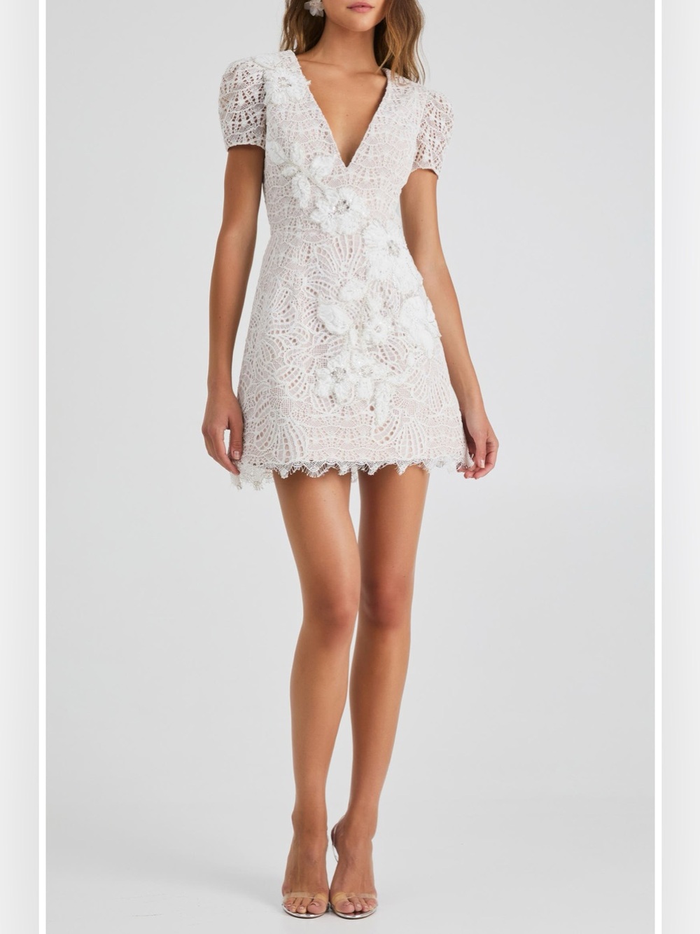HELSI Daisy Floral Appliqué Lace Cocktail Minidress
